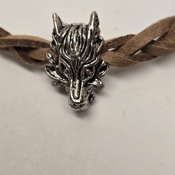 Men's Brown Leather Braided Bracelet with Dragon Charm - Picture 3 of 10